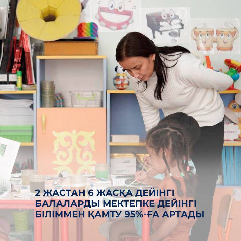 2-6 жас аралығындағы балаларды мектепке дейінгі біліммен қамту 95% артады